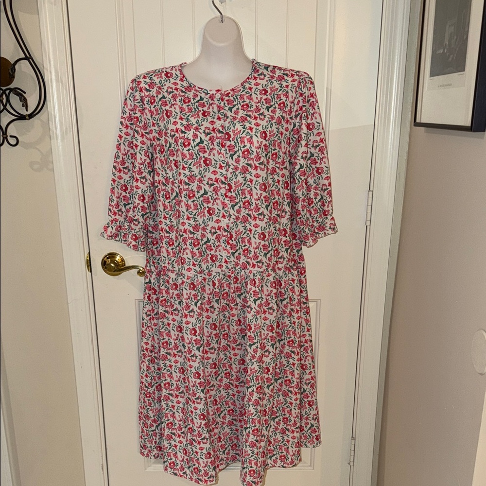 NWOT Floral Midi Dress - Pink and Green